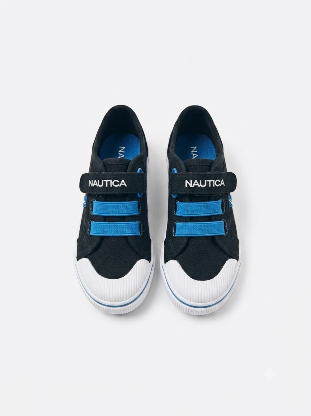 Nautica Black & Blue Velcro Canvas Sneakers Size 8